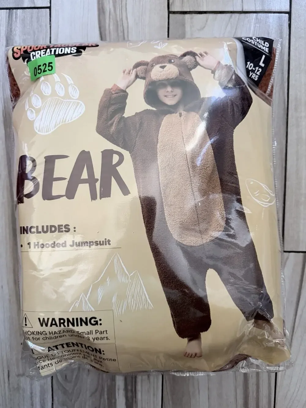 Spooktacular Creations Bear Hooded Jumpsuit/Pjs/Costume Large 10–12 New